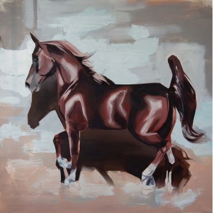 Kateryna Zelenska - obrazy olejne - Biegnący koń brązowy foto #1