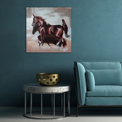 Kateryna Zelenska - obrazy olejne - Biegnący koń brązowy foto #3