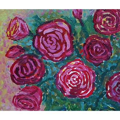 Marlena Kuć - obrazy olejne - Martwa natura róże w wazonie foto #1
