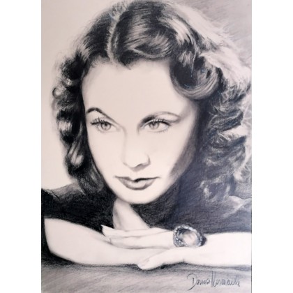 Vivien Leigh - rysunek portretowy, Dariusz Kaźmierczak, rysunek ołówkiem