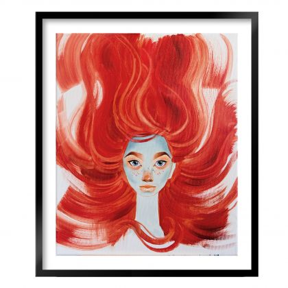 portret dziewczyny z czerwonymi włosami, Kateryna Zelenska, obrazy tech. mieszana