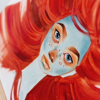 Kateryna Zelenska - obrazy tech. mieszana - portret dziewczyny z czerwonymi włosami foto #2
