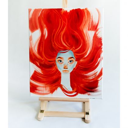 Kateryna Zelenska - obrazy tech. mieszana - portret dziewczyny z czerwonymi włosami foto #4