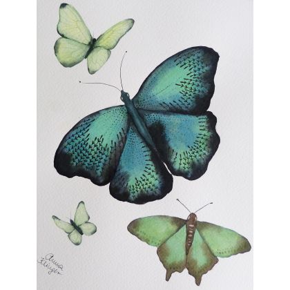 Motyle małe, Anna Klinger, obrazy akwarela