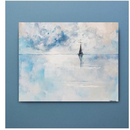 Paulina Lebida - obrazy akryl - Samotna łódź,morze-obraz akrylowy foto #1