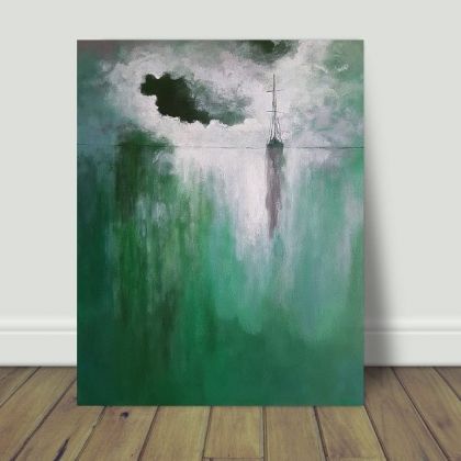 Zielony rejs-obraz akrylowy, Paulina Lebida, obrazy akryl