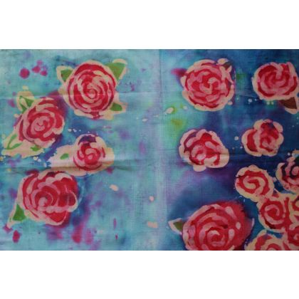 serweta z batiku róże, Marlena Kuć, tkanina