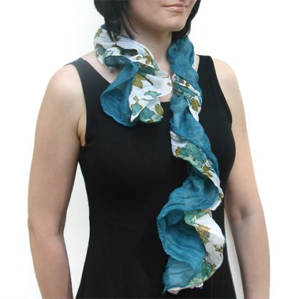 halo-pracownia - chusty,apaszki - apaszka w kwiaty - turkus foto #1