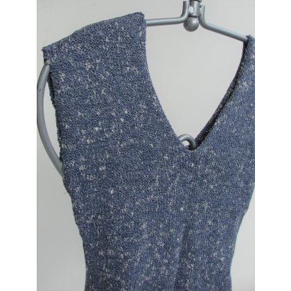 dżinsowa dziana bluzeczka, halo-pracownia, topy