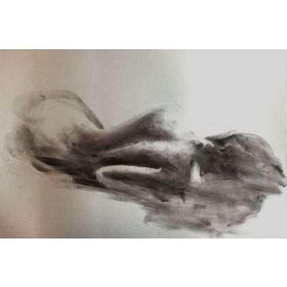 woman 100x70cm, Alina Louka, rysunek węglem
