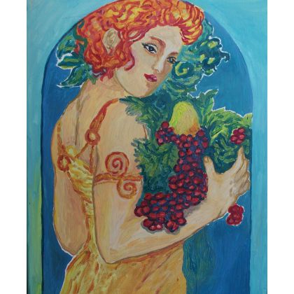 kobieta z winogronem, Marlena Kuć, obrazy olejne