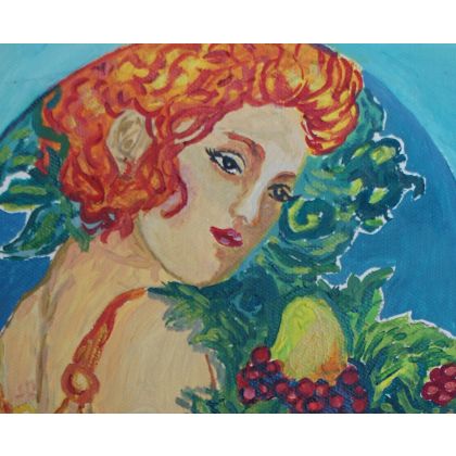 Marlena Kuć - obrazy olejne - kobieta z winogronem foto #1