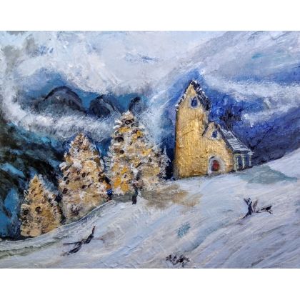 Krajobraz zimowy, Krystyna Mościszko, obrazy akryl