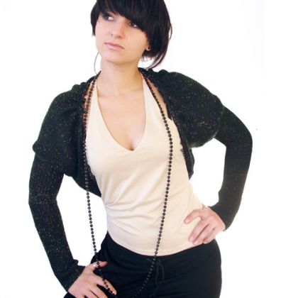 bolerko z bufkami, halo-pracownia, bolerka,bezrękawniki