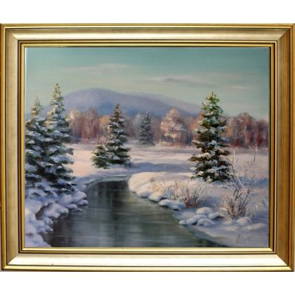 Lidia Olbrycht - obrazy olejne - Pejzaż Zimowy,  ręcznie malowany foto #4