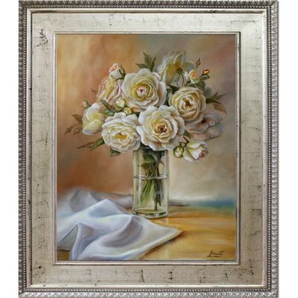 Lidia Olbrycht - obrazy olejne - Bukiet róż w wazonie, ręcznie malowan foto #3