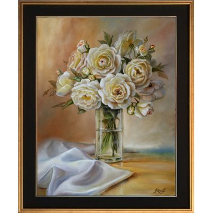 Lidia Olbrycht - obrazy olejne - Bukiet róż w wazonie, ręcznie malowan foto #4