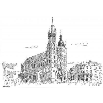 KOŚCIÓŁ MARIACKI W KRAKOWIE, Jan Poczobut, rysunek tuszem