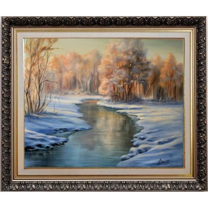Lidia Olbrycht - obrazy olejne - Zimowe Słońce,  ręcznie malowany foto #1