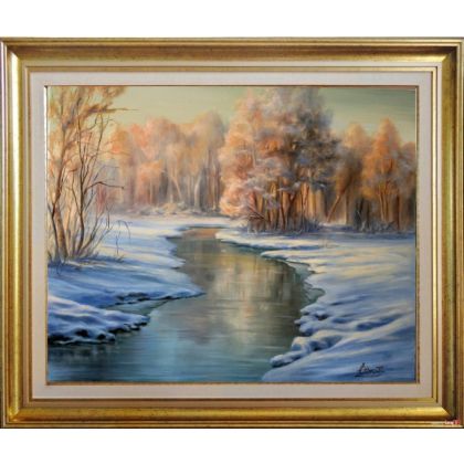 Lidia Olbrycht - obrazy olejne - Zimowe Słońce,  ręcznie malowany foto #2