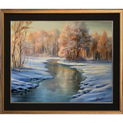 Lidia Olbrycht - obrazy olejne - Zimowe Słońce,  ręcznie malowany foto #3