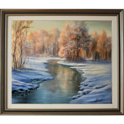 Lidia Olbrycht - obrazy olejne - Zimowe Słońce,  ręcznie malowany foto #4
