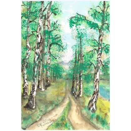 Droga przez las, Bożena Ronowska, obrazy akwarela