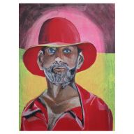 CZARNY ROMAN NA CZERWONO, AKRYL 30 X 40C