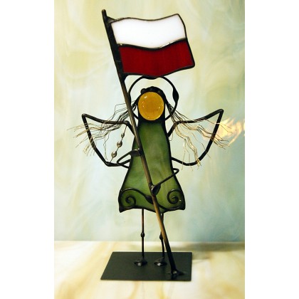 Aleksander Makarski - anioły i aniołki - Aniołek witrażowy  3D z flagą foto #1