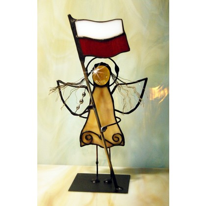 Aleksander Makarski - anioły i aniołki - Aniołek witrażowy  3D z flagą foto #2