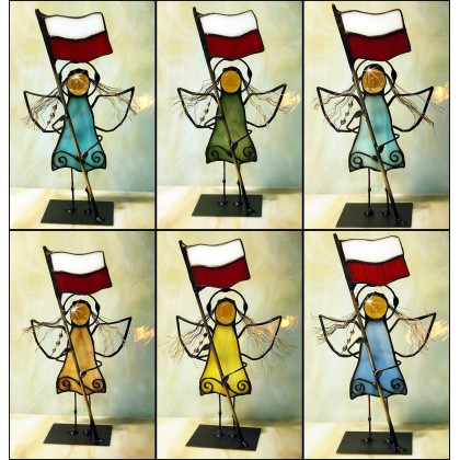 Aleksander Makarski - anioły i aniołki - Aniołek witrażowy z flagą foto #1