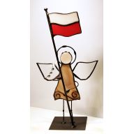ANIOŁEK WITRAŻOWY Z FLAGĄ