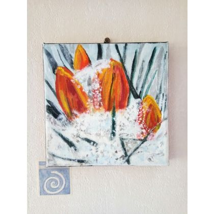 Krystyna Mościszko - obrazy akryl - Tulipany w śniegu foto #1