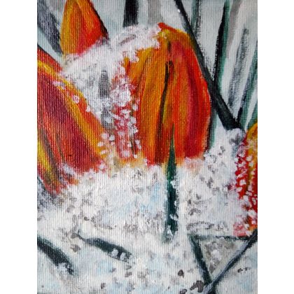 Krystyna Mościszko - obrazy akryl - Tulipany w śniegu foto #2