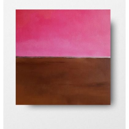 Różowo-brązowa  abstrakcja ze srebrem, Paulina Lebida, obrazy akryl