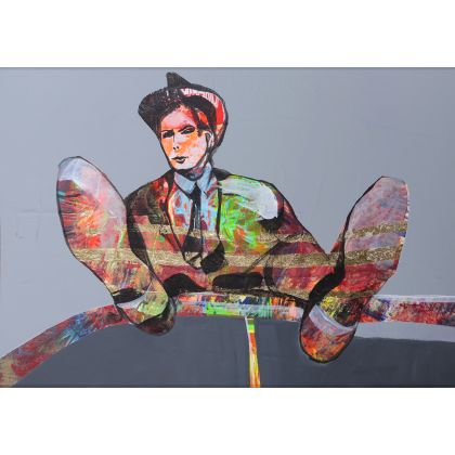 Na wozie. akryl, 35 x 50 cm, Paweł Dąbrowski, obrazy akryl