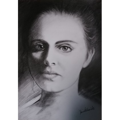 Kobieta z wymyśloną twarzą 3, Dariusz Kaźmierczak, rysunek ołówkiem