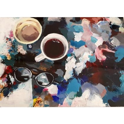 kawa w pracowni, Małgorzata Nowopolska, obrazy akryl
