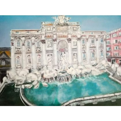 Fontanna di Trevi Rzym, Krystyna Mościszko, obrazy akryl