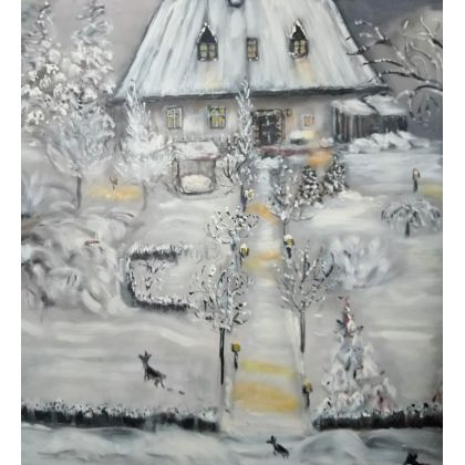 Zima w górach, Krystyna Mościszko, obrazy akryl