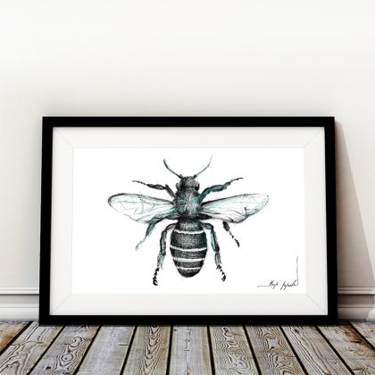grafika - pszczoła - cykl owady, Maja Gajewska, grafika tech. mieszana