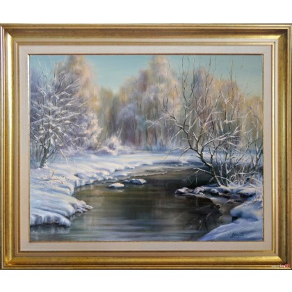 Lidia Olbrycht - obrazy olejne - Krajobraz Zimowy, ręcznie malowany foto #2