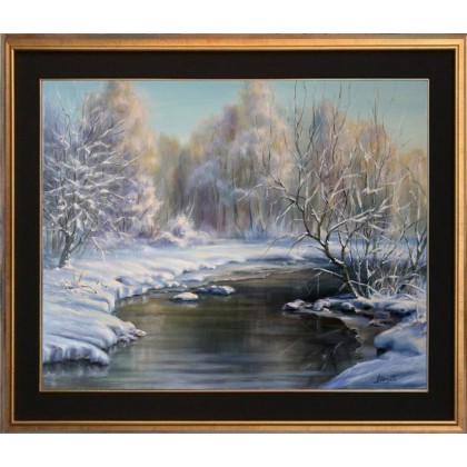 Lidia Olbrycht - obrazy olejne - Krajobraz Zimowy, ręcznie malowany foto #3