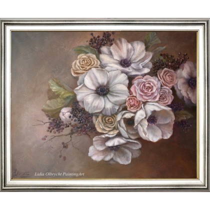 Lidia Olbrycht - obrazy olejne - Anemony i Róże, ręcznie malowany, foto #2