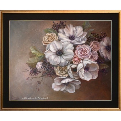 Lidia Olbrycht - obrazy olejne - Anemony i Róże, ręcznie malowany, foto #3