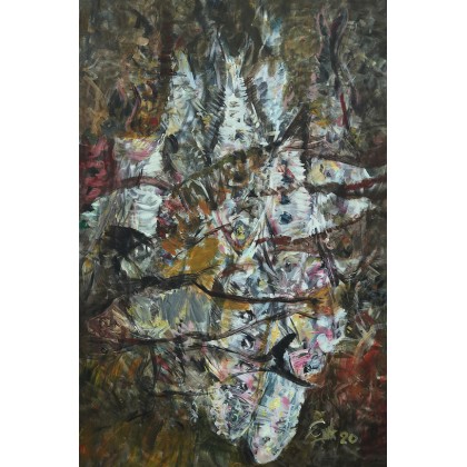 Ryby, pion, 80x120 cm, 2020, Eryk Maler, obrazy olejne