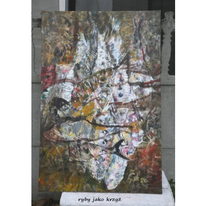 Eryk Maler - obrazy olejne - Ryby, jako krzyż, 80x120 cm, 2020 foto #2
