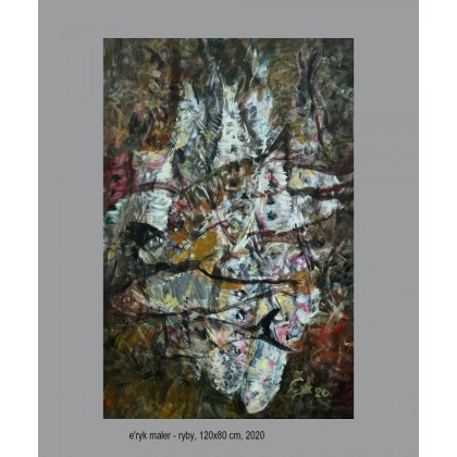 Eryk Maler - obrazy olejne - Ryby, pion, 80x120 cm, 2020 foto #3