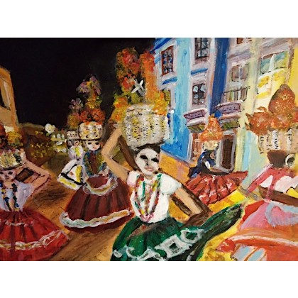 Tancerki uliczne Meksyk, Krystyna Mościszko, obrazy akryl
