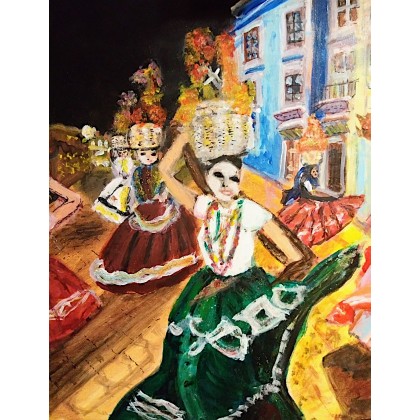 Krystyna Mościszko - obrazy akryl - Tancerki uliczne Meksyk foto #1